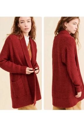 Anthropologie Anthropologie Pilcro Eyelash Cardigan Wine Red